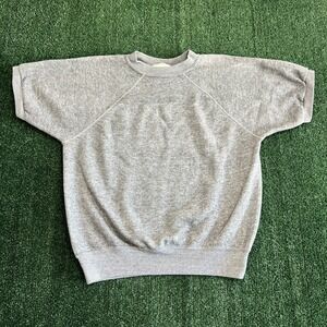 True Vintage Activewear Sweatshirt Mens Medium Gray Boxy Short Sleeve Raglan 70s